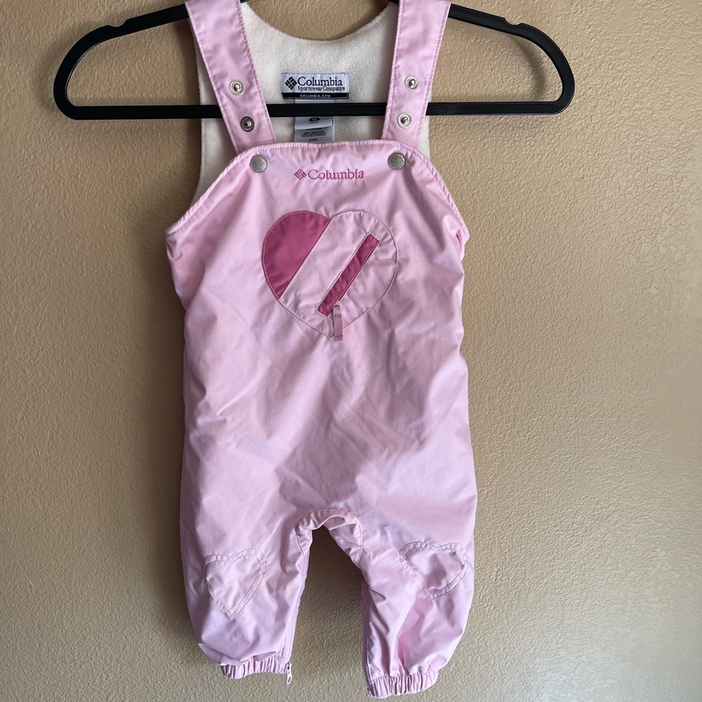 Baby  Girl 12 months Columbia Pink Snow Ski Bib overalls